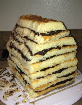 Stacked and filled cake